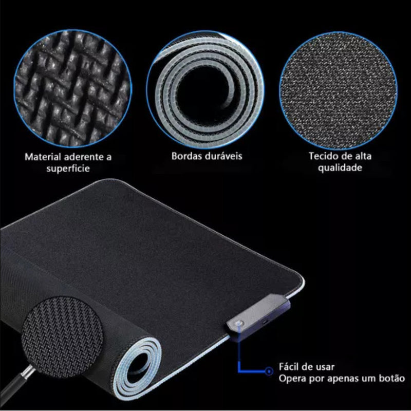 Mouse Pad Gamer All Black C/ RGB