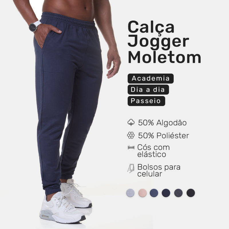 Kit 2 Calças Jogger Moletom Masculina Premium