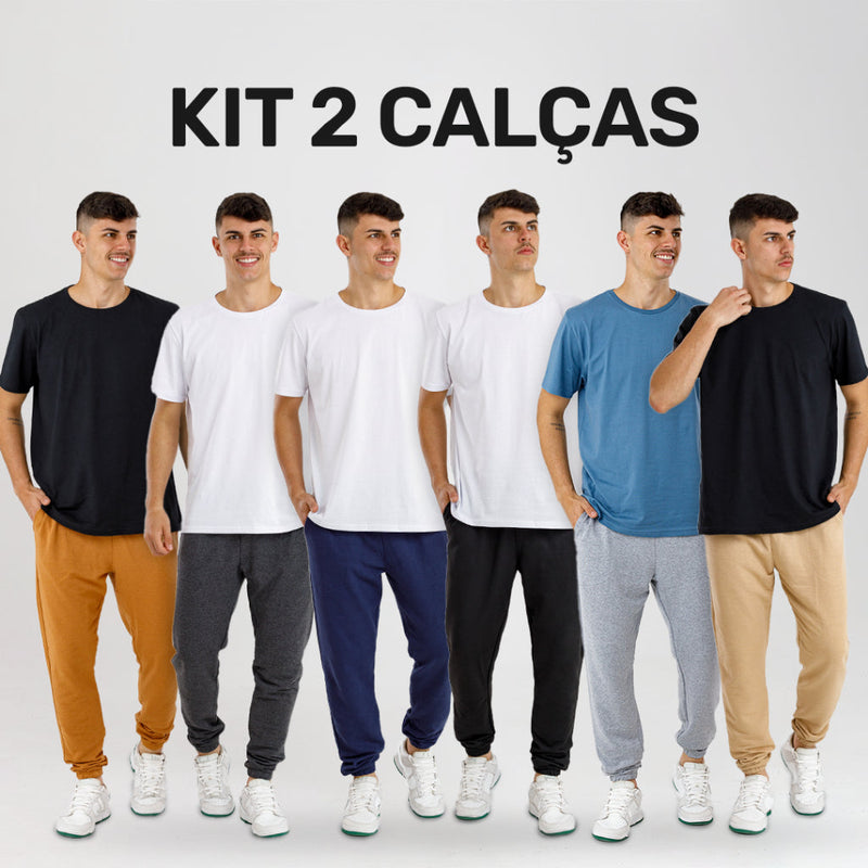 Kit 2 Calças Jogger Moletom Masculina Premium