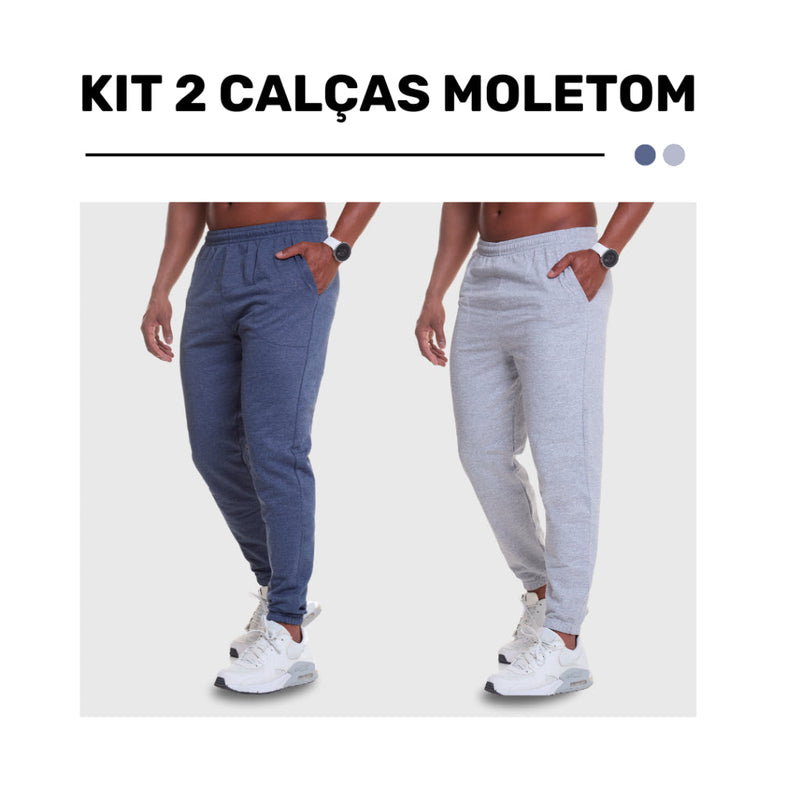 Kit 2 Calças Jogger Moletom Masculina Premium