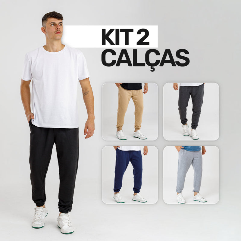 Kit 2 Calças Jogger Moletom Masculina Premium