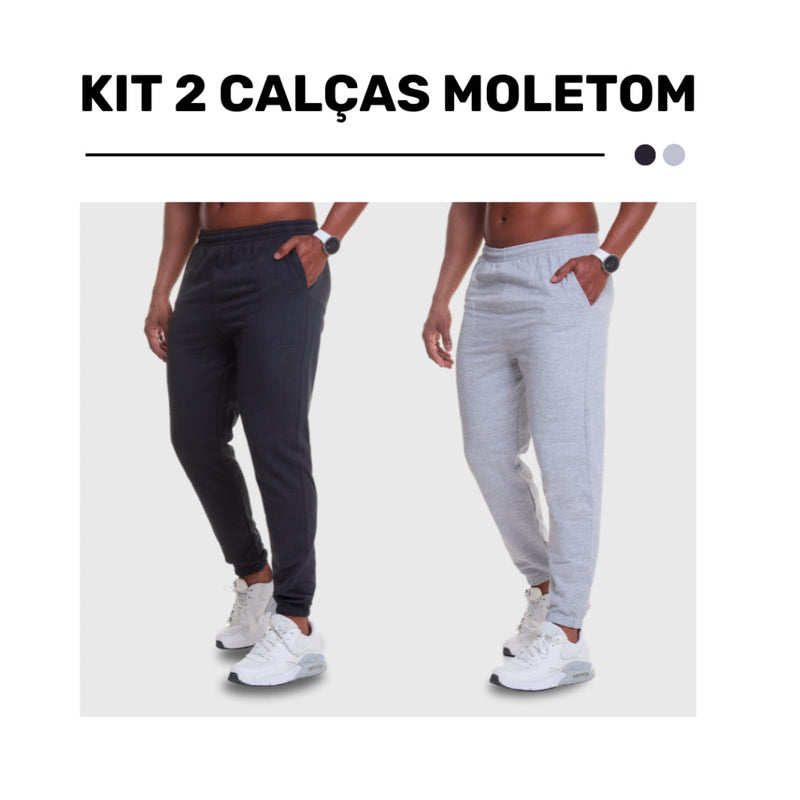 Kit 2 Calças Jogger Moletom Masculina Premium