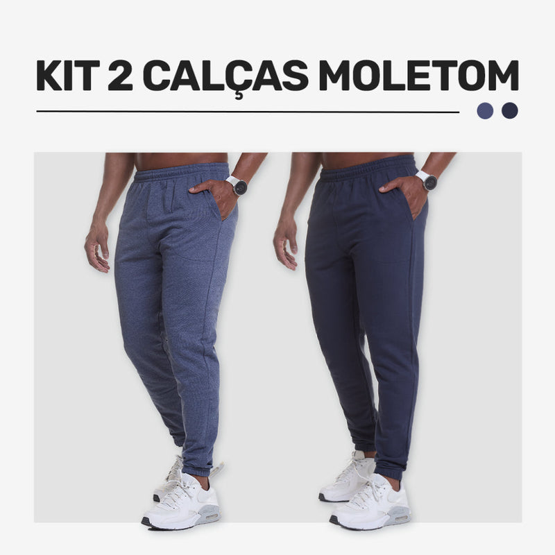 Kit 2 Calças Jogger Moletom Masculina Premium