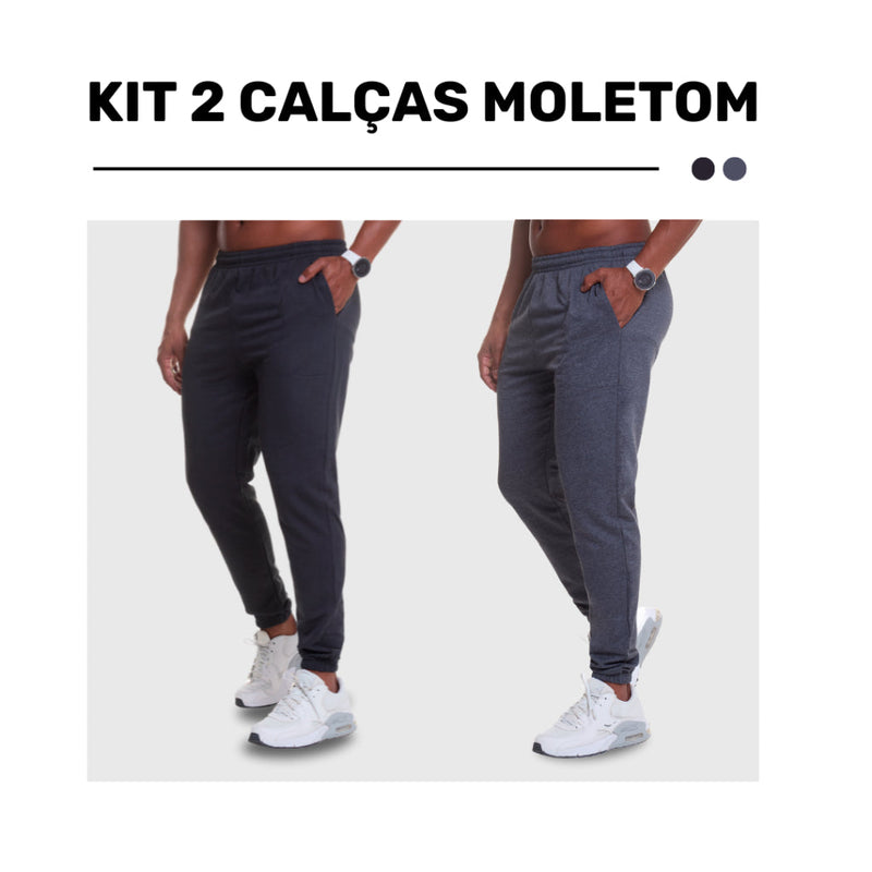Kit 2 Calças Jogger Moletom Masculina Premium