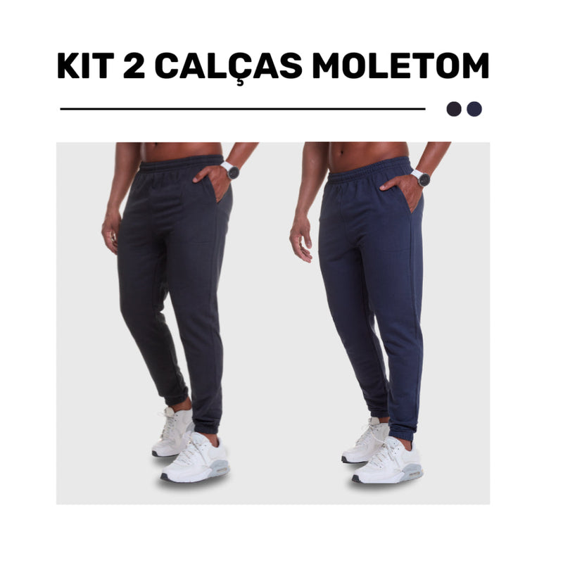 Kit 2 Calças Jogger Moletom Masculina Premium